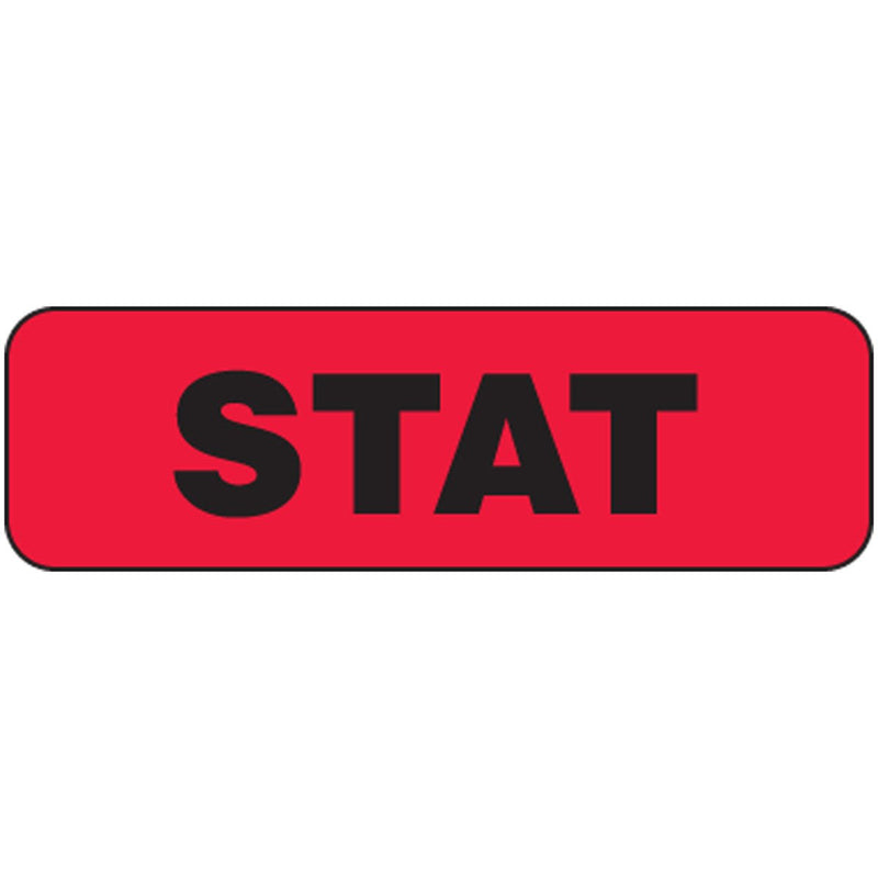 59702043 Permanent "Stat" Paper Label, 1-1/4" Length, 3/8" Width, Red, Pack of 1000