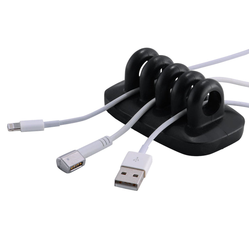 Cable Clip Holder Weighted Desktop Cord Management Fixture (Black) Black