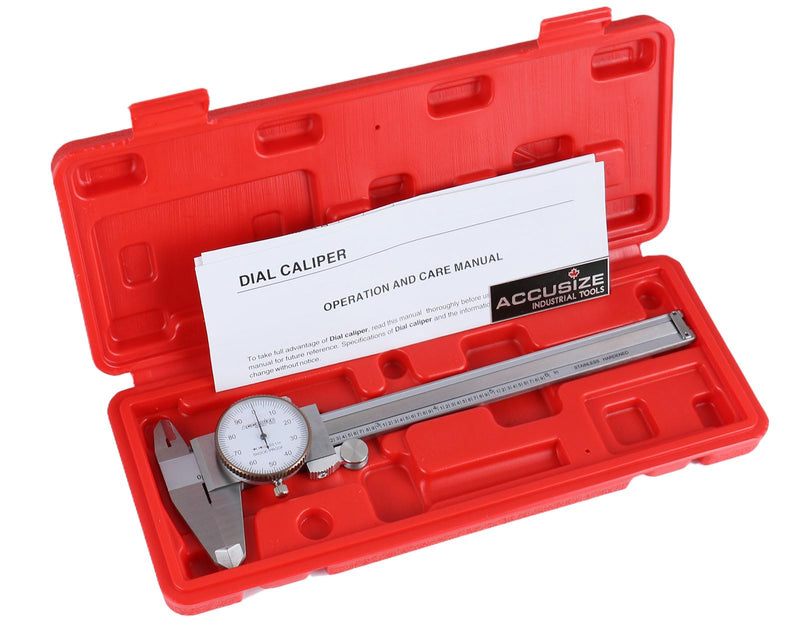 Accusize Industrial Tools 0-6 inch by 0.001 inch Precision Dial Caliper, Stainless Steel, in Fitted Box, P920-S216 1