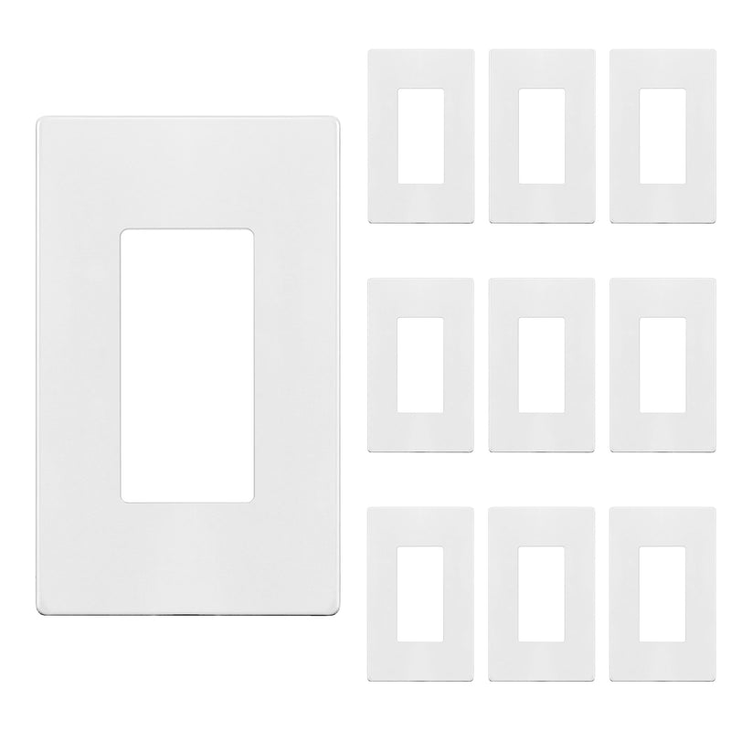 ENERLITES Screwless Decorator Wall Plate Child Safe Outlet Cover, Size 1-Gang 4.68" H x 2.93" L, Polycarbonate Thermoplastic, SI8831-W-10PCS, White (10 Pack) Standard Size 1 Gang