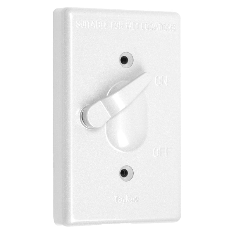 TayMac TC100WH Weatherproof Toggle Cover, 1-Gang, Vertical Device Mount, White 1 Count (Pack of 1)