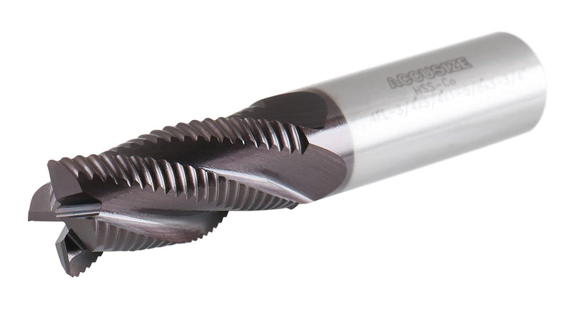Accusize Industrial Tools 3/4'' Fine Tooth M42 8% Cobalt Tialn Roughing End Mill, 3/4'' Shk Dia, 1-5/8'' Flute Length, 3-3/4'' Oal, 4 Flute, 1104-0034 3/4" Dia, 3/4" Shk Dia, 1-5/8" Flt Length