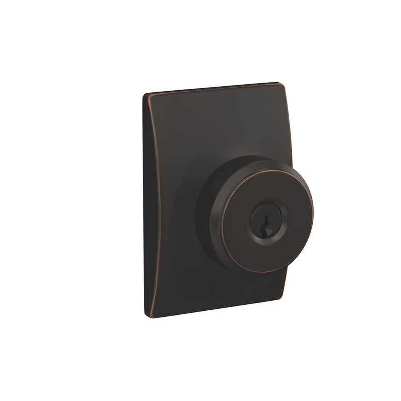SCHLAGE F51A BWE 716 CEN Bowery Knob with Century Trim Keyed Entry Lock, Aged Bronze F51A BWE 716 CEN