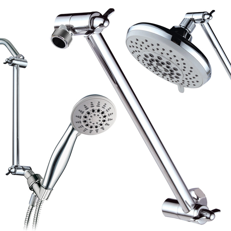 Hotel Spa 11" Solid Brass Adjustable Shower Arm with Lock Joint, Chrome, 2-Ft Range, Universal Connection