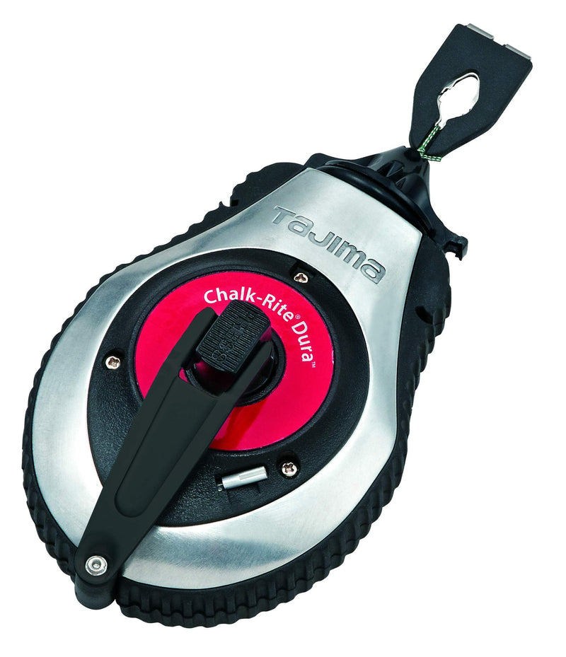 TAJIMA Chalk Line - Chalk-Rite Dura Chalk Box with Extra Bold 1mm Snap Line & Integrated Handle Release - CR401S Red - Bold