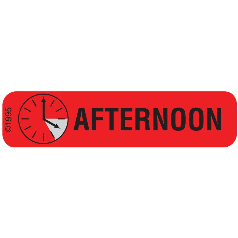 1-681 "Afternoon" Permanent Paper Label, 1 9/16" x 3/8", Red, Pack of 1000