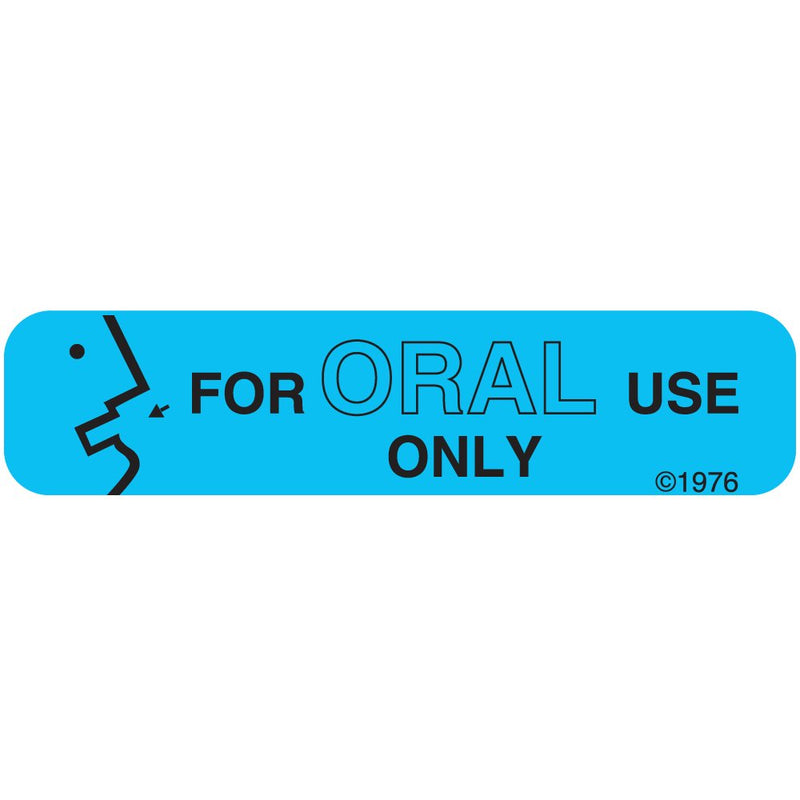 1-51G "for Oral USE ONLY" Permanent Paper Label, 1 9/16" x 3/8", Blue, Pack of 1000