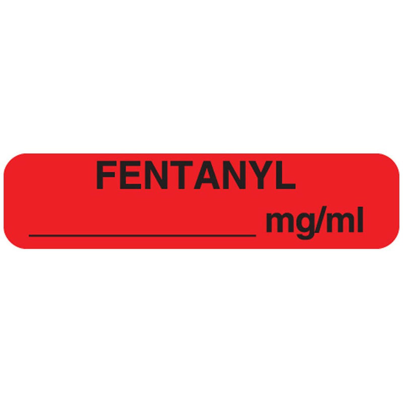 1-403 Permanent Paper Label, "FENTANYL___MG/ML", 1 9/16" x 3/8", Red (500 per Roll, 2 Rolls per Box)