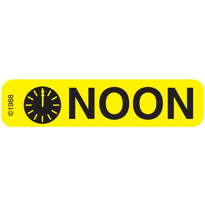 1-345 Permanent Paper Label, "NOON", 1 9/16" x 3/8", Yellow (500 per Roll, 2 Rolls per Box)