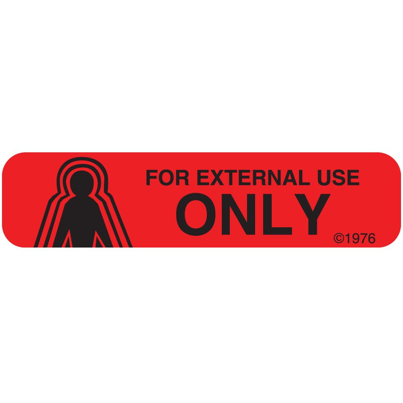 1-11G "for External USE" Permanent Paper Label, 1 9/16" x 3/8", Red, Pack of 1000