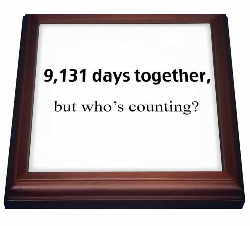 3dRose Happy Anniversary 9131 Days Together But Who's Counting Trivet with Ceramic Tile, 8 by 8", Brown