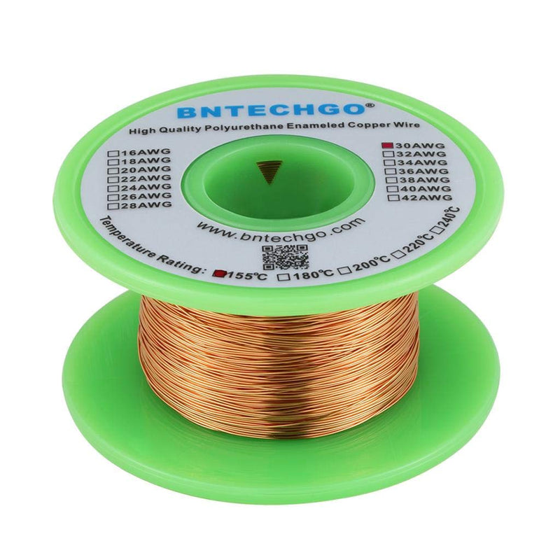 BNTECHGO 30 AWG Magnet Wire - Enameled Copper Wire - Enameled Magnet Winding Wire - 4 oz - 0.0098" Diameter 1 Spool Coil Natural Temperature Rating 155℃ Widely Used for Transformers Inductors 30 gauge enameled magnet wire 4 oz natural 4 oz