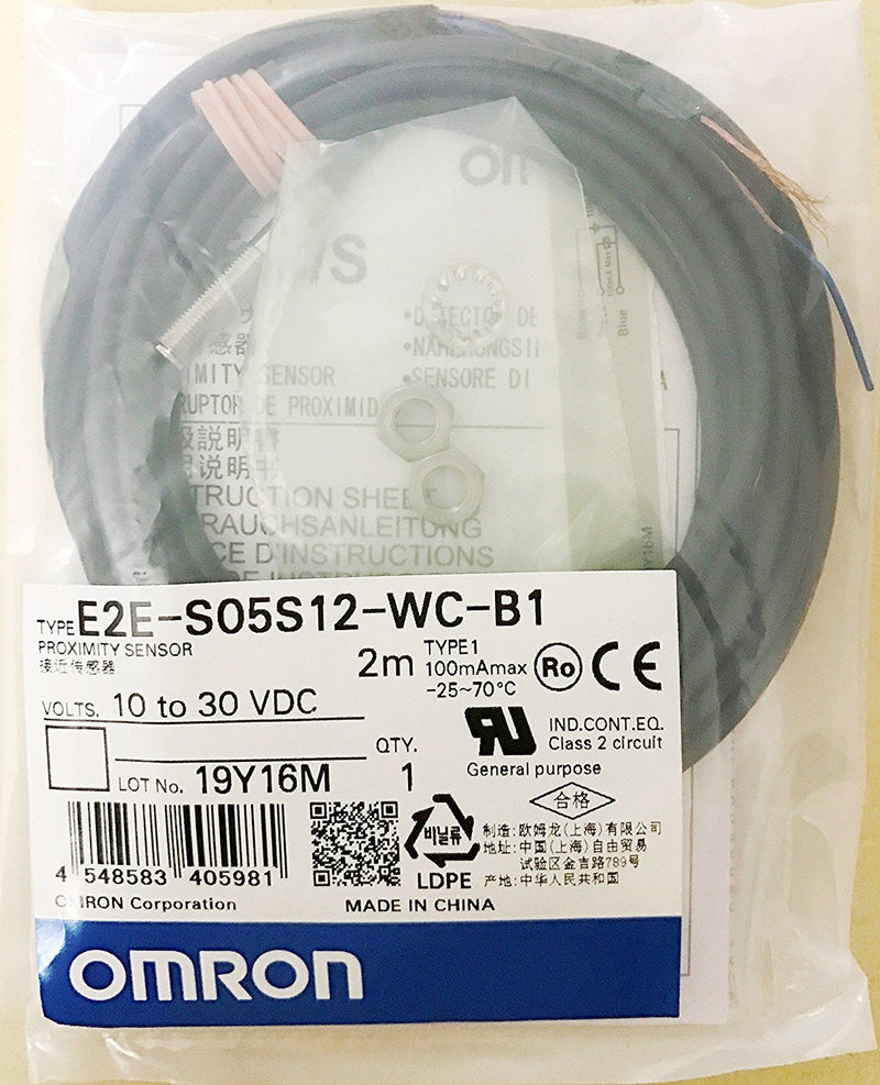 OMRON E2E-S05S12-WC-B1 2M Proximity Sensor Shielded Models (M5 Sensing Distance 1.2mm)(DC 3 Wire Model)(PVC(Oil Resistant))(PNP Output) NN