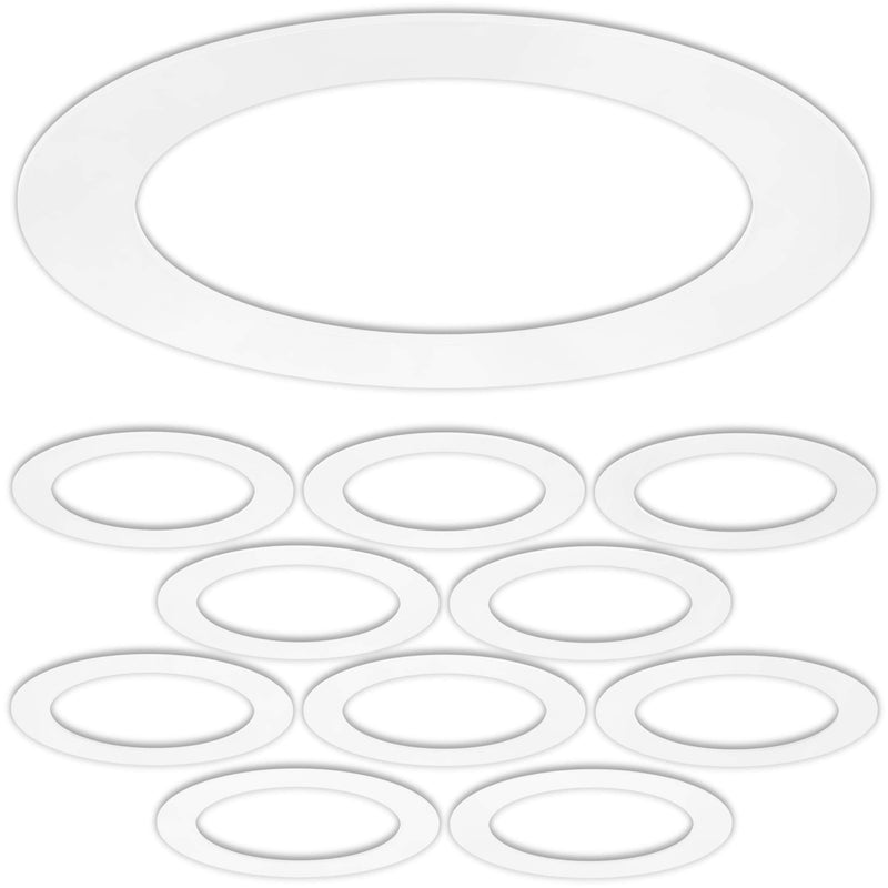 10 Pack Gloss White Goof Trim Ring for 6" Inch Recessed Lighting Trims Can Lighting Down Light, Outer Diameter 8 Inches 10 Pack