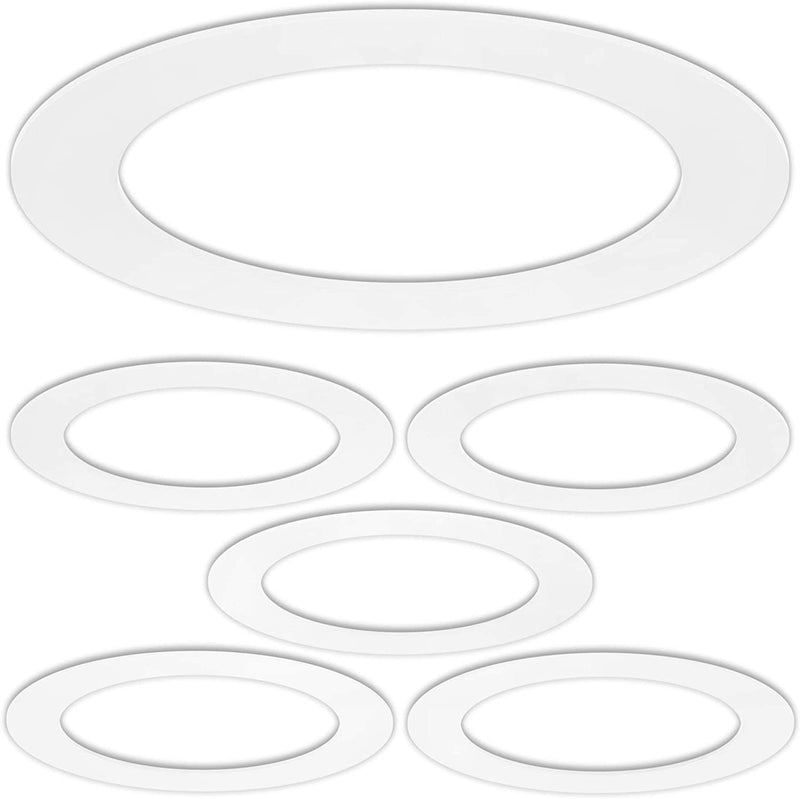 5 Pack Gloss White Goof Trim Ring for 6" Inch Recessed Can Lighting Down Light, Outer Diameter 8 Inches 5 Pack