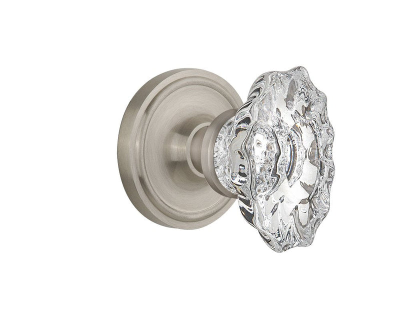 Nostalgic Warehouse Classic Rosette with Chateau Door Knob, Single Dummy, Satin Nickel