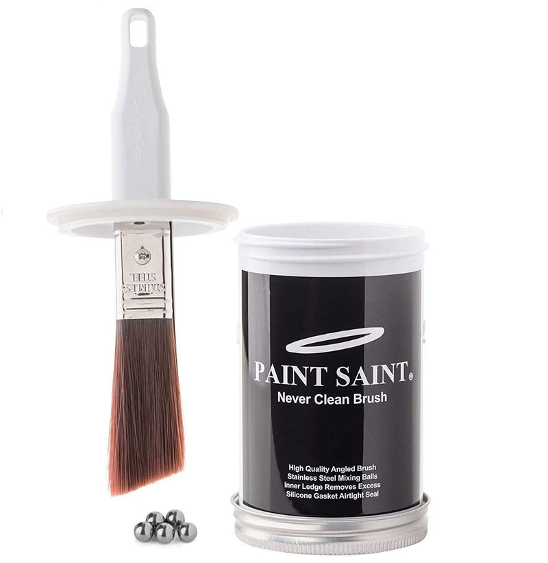 Paint Saint - Touch Up Paint Container with Brush Attached to Lid, Airtight Container, Ideal for Quick Touch Up’s & Storing Leftover Paint - Use Water Based Paint Only (1 Count) 1 Count (Pack of 1)