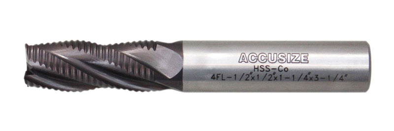 Accusize Industrial Tools Stadard Tooth M42 8% Cobalt Tialn Roughing End Mill, 1/2'' by 1/2'' by 1-1/4'' Flt Length, 1102-0012 1/2" Dia, 1/2" Shk Dia, 1-1/4" Flt Length