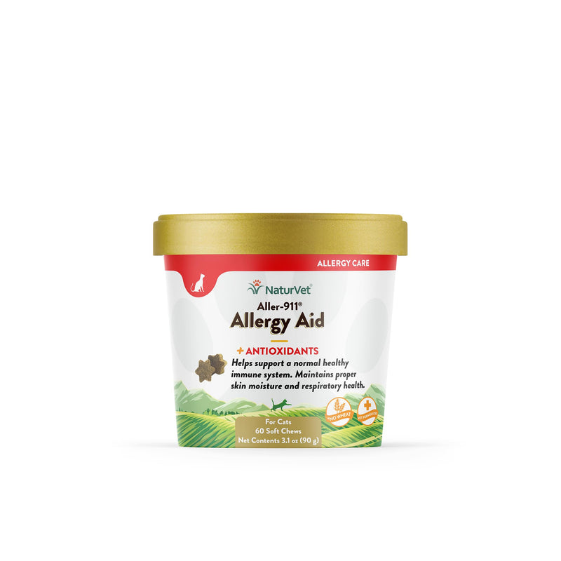NaturVet – Aller-911 Allergy Aid Plus Antioxidants For Cats – 60 Soft Chews | Supports Immune System, Skin Moisture & Respiratory Health | Enhanced With Omegas, DHA & EPA | 30 Day Supply - PawsPlanet Australia