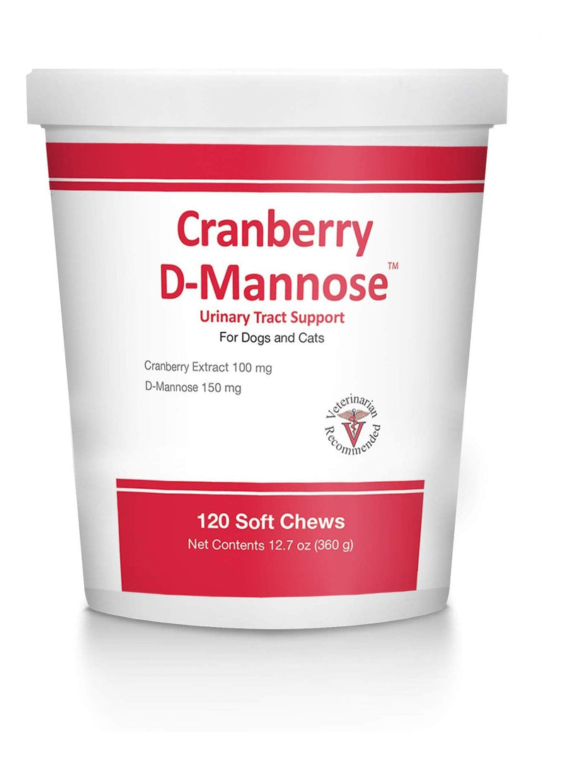 PHS Cranberry D-Mannose Urinary Tract Support Supplement for Cats and Dogs - Cranberry Extract, D-Mannose, Vitamin C - Bladder and Urinary Tract Health - Made in USA - 120 Soft Chews - PawsPlanet Australia