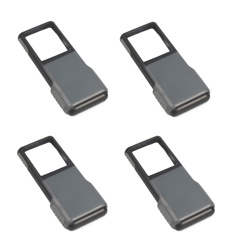 Carson 5x MiniBrite LED Lighted Slide-Out Aspheric Magnifier with Protective Sleeve - Set of 4 (PO-55MU),Gray Pack of 4