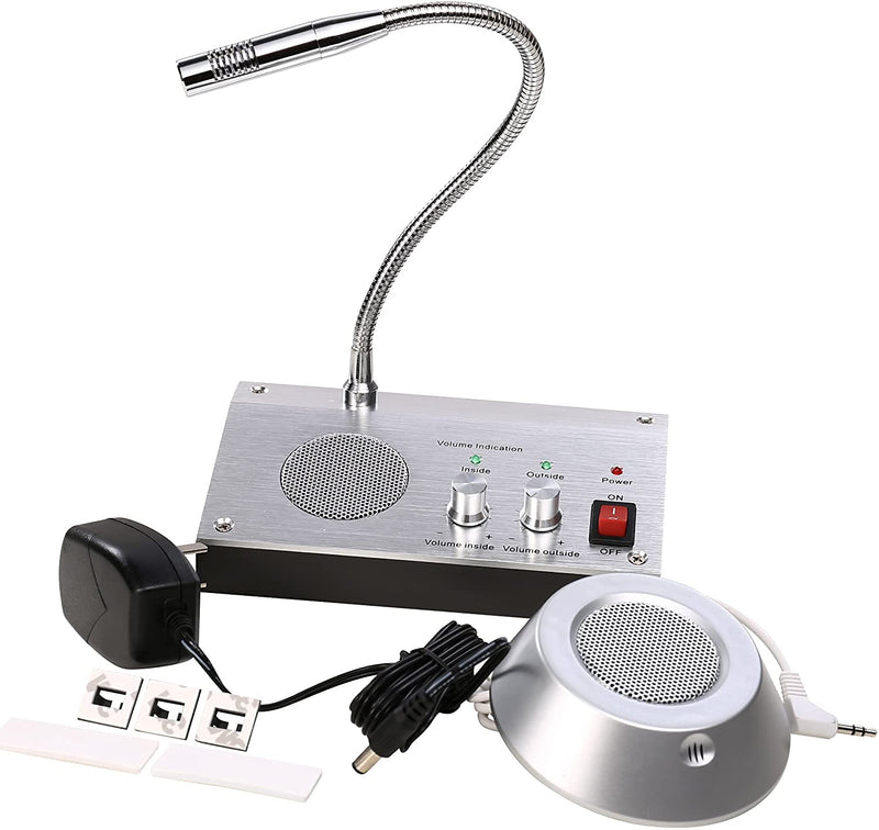 UHPPOTE Dual-Way Anti-Interference Noise-Free Bank Office Store Station Window Microphone Audio Record Output Intercom Interphone Speaker System for Counter
