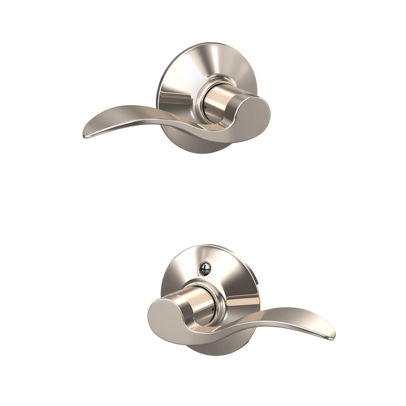 SCHLAGE Accent Lever Hall and Closet Lock in Polished Nickel - F10 ACC 618 Passage