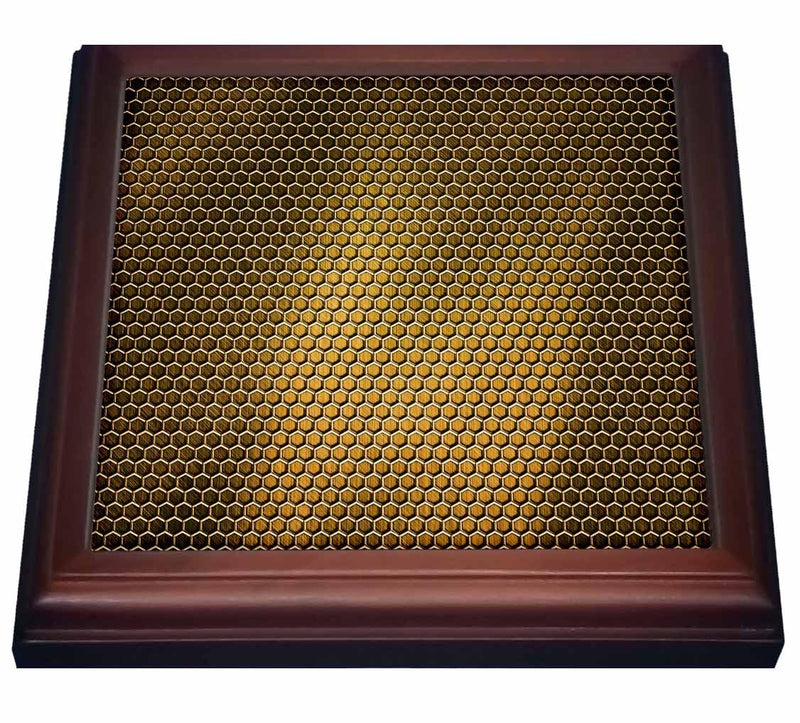3dRose Small Gold Metal Effect Honeycomb Pattern Trivet with Ceramic Tile, 8 by 8", Brown