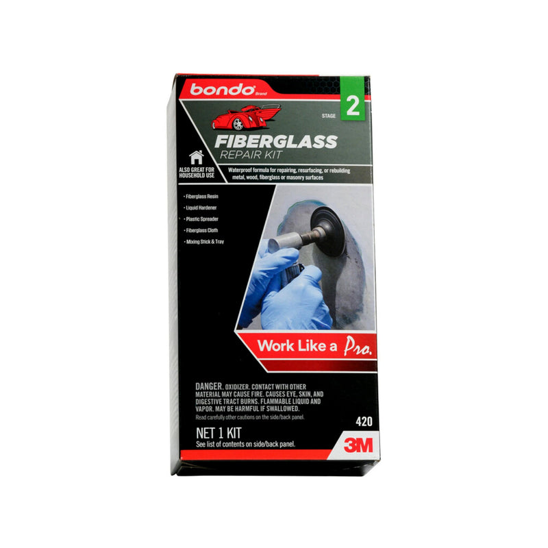 Fiberglass Resin Repair Kit, 0.45 pint (7.2 oz), All-in-One Set with Resin, Hardener, Fiberglass Cloth and Tools for Automotive, Marine and Home Repairs