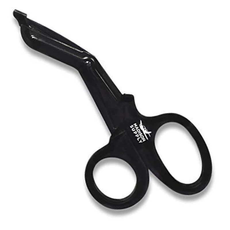 Madison 7.5" Premium Stainless Steel Nurse Scissors with Non-Stick Blades, Fluoride-Coated - 1pk, Black 1-Pack Black Handle/Black Coated Blades