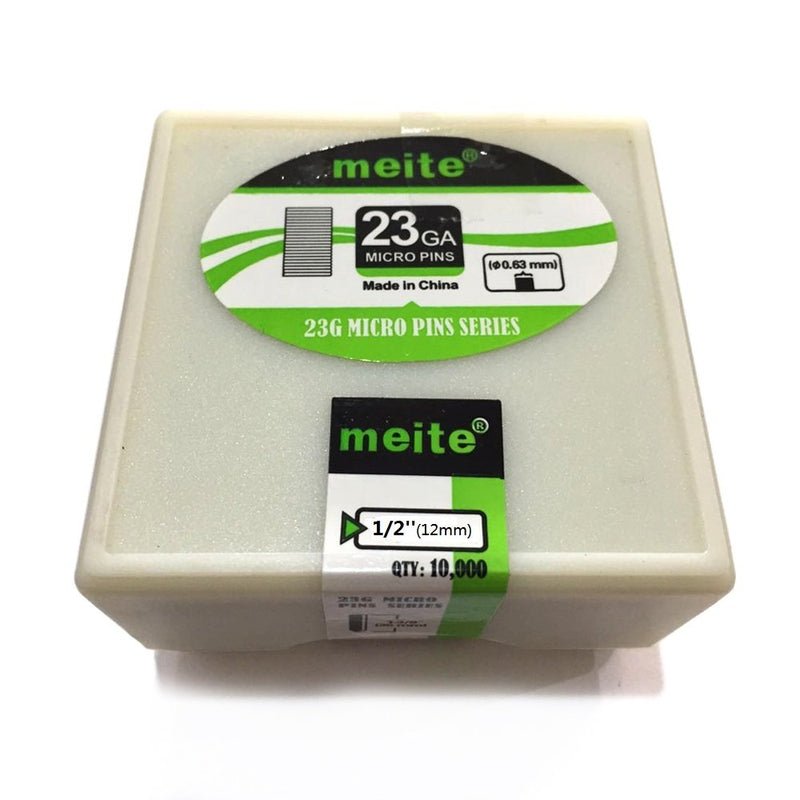 meite 23 Gauge Pin Nails, 1/2-Inch Micro Headless Pins for Pin Nailer - Copper Plated Pins Nails for Nail Gun, Ideal for Fine Woodworking and Trim Work (10,000 PCS) 1 Box