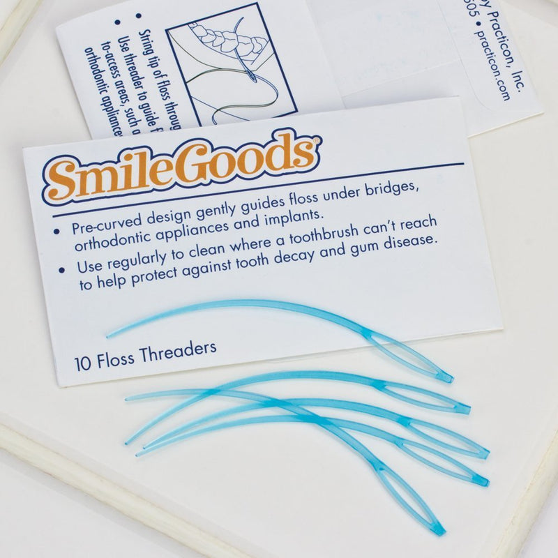 SmileGoods Dental Floss Threaders, 100 Pack of Pocket Sized Envelopes of 10 Threaders, Total Pack of 1000