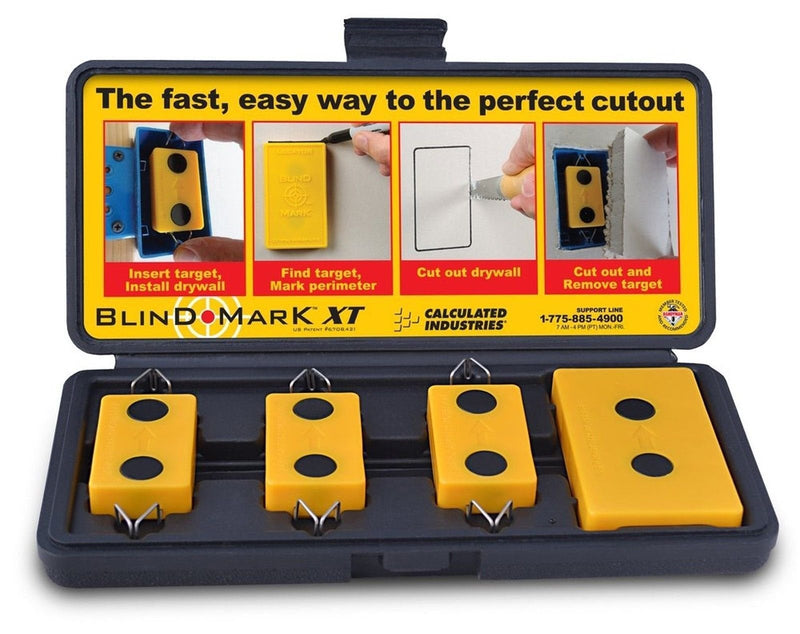 Calculated Industries 8105 Blind Mark Drywall Electrical Box Locator Tool – Powerful Rare-Earth Magnetic Targets (3) and Locator Kit 3 Targets + Case