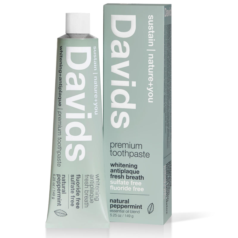 Davids Fluoride Free Whitening & Antiplaque Toothpaste, Natural Peppermint, Mouth & Gum Detox, SLS Free, EWG Verified Clean & Safe Ingredients, 5.25oz, Made in USA 5.25 Ounce (Pack of 1)