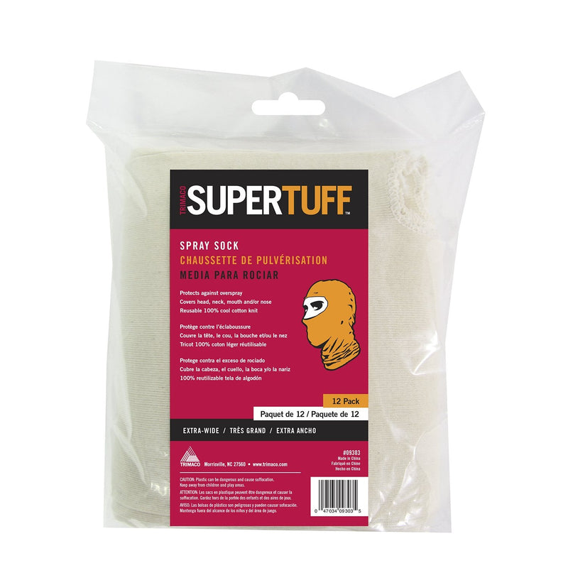 Trimaco SuperTuff Cotton Spray Sock, 12 Pack,White 12 -Count Bag