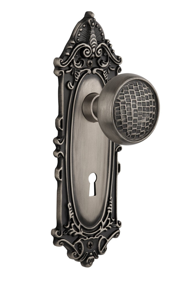 Nostalgic Warehouse Victorian Plate with Keyhole Craftsman Knob, Passage - 2.375", Antique Pewter Passage - 2.375"