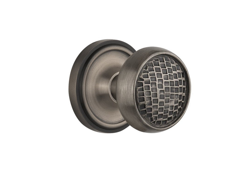 Nostalgic Warehouse Classic Rosette with Craftsman Door Knob, Single Dummy, Antique Pewter