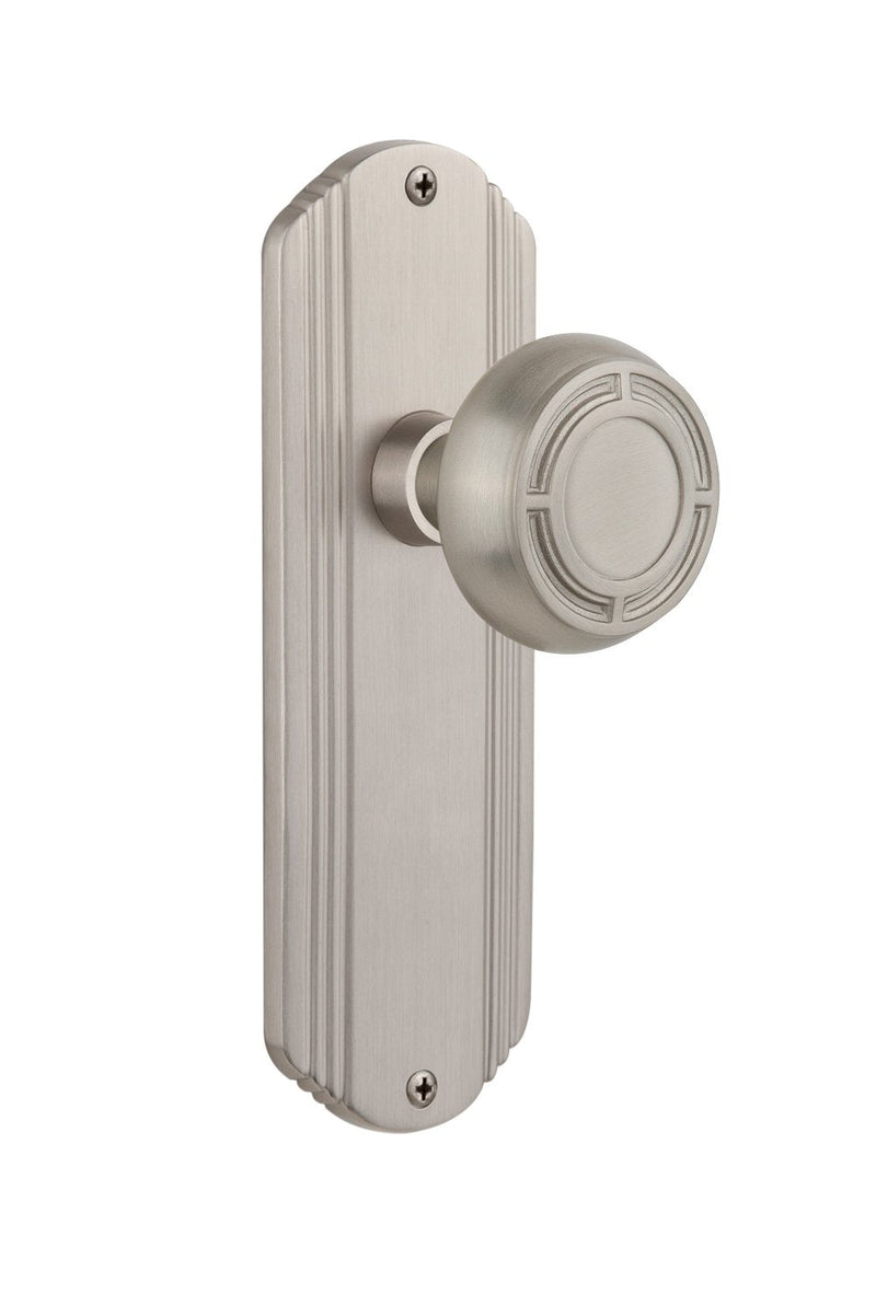 Nostalgic Warehouse Deco Plate with Mission Knob, Single Dummy, Satin Nickel