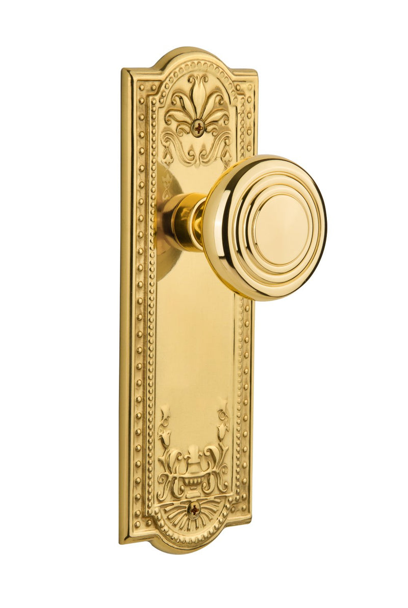 Nostalgic Warehouse Meadows Plate with Deco Knob, Single Dummy, Unlacquered Brass