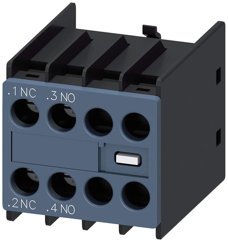 SIEMENS 3RH29111HA11 Auxiliary Contact Block, IEC Style, 1NO+1NC, Front Mounting, for Use with 3RT2/3RH2 Size S00-S3, Screw Terminal