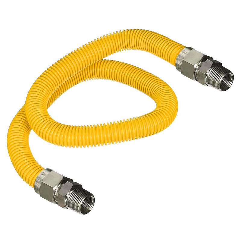 HIGHCRAFT Gas Line Hose 5/8'' O.D. x 72'' Length with 1/2 in. MIP Fitting, Yellow Coated Stainless Steel Flexible Connector