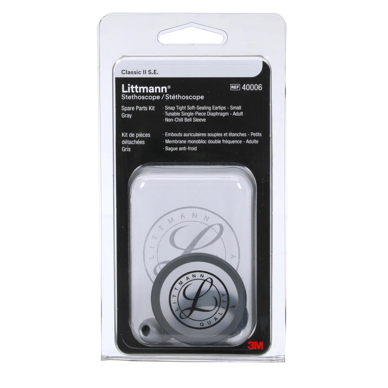 3M Littmann Stethoscope Spare Parts Kit – Gray, Compatible with Classic II S.E., Includes Snap Tight Soft-Sealing Small Eartips, Tunable Diaphragm & Rim, Non-Chill Bell Sleeve, 40006