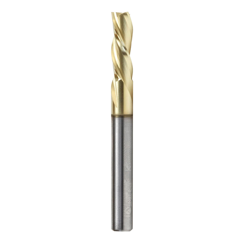 Amana Tool CNC Solid Carbide Up-Spiral Router Bit for Composite, Fiberglass, Phenolic, ZrN Coated, 46097, 1/4 Dia x 3/4 x 1/4 Shank x 2-1/2 Inch Long