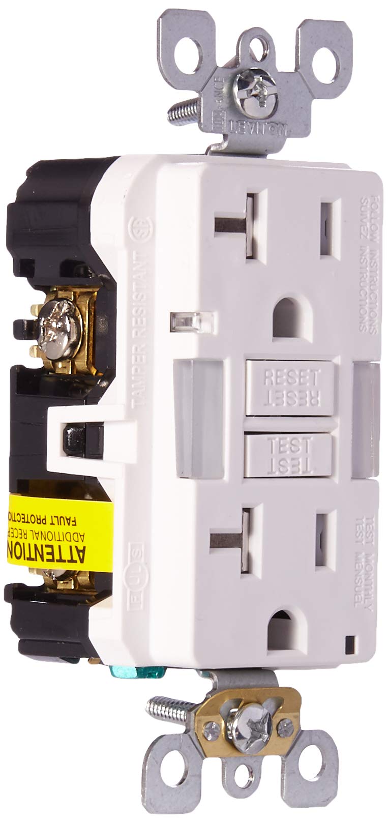 Leviton GFCI Outlet with Guidelight, 20 Amp, Self Test, Tamper-Resistant with LED Indicator Light, Replaces Plugged in Night Light, GFNL2-W, White GFCI, Guidelight