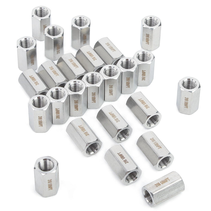 LTWFITTING Class 3000 Stainless Steel 316 Pipe Fitting 1/8" Female NPT Coupling Water Boat (Pack of 25)