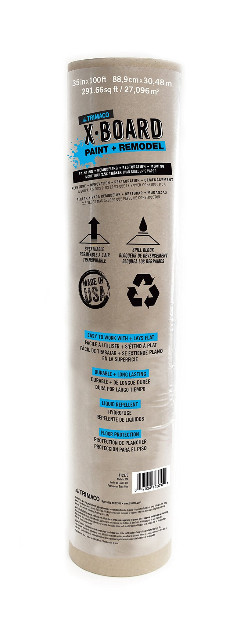 Trimaco X-Board Paint & Remodel, Lightweight Breathable Surface Protector, 1 roll, 35-inch x 100-feet 35 inch x 100 feet