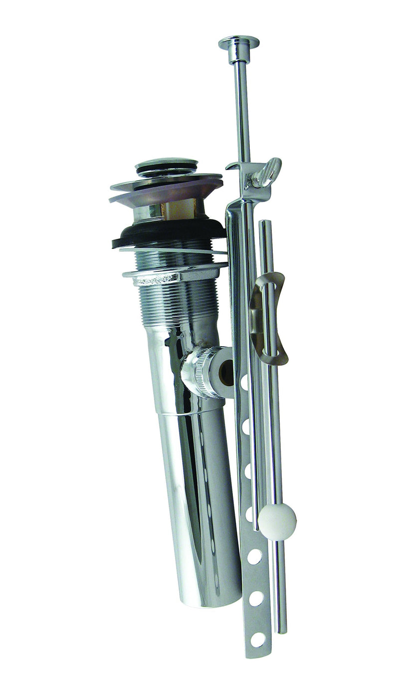 Westbrass D412-2-05 Pop-Up Bathroom Sink Drain Assembly Stopper with Lift Rod with Overflow Holes-Exposed, Polished Nickel