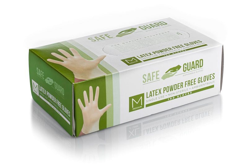 Safeguard unisex adult Latex Gloves, Box, Medium ,100 Count (Pack of 1) Medium (100 Count)