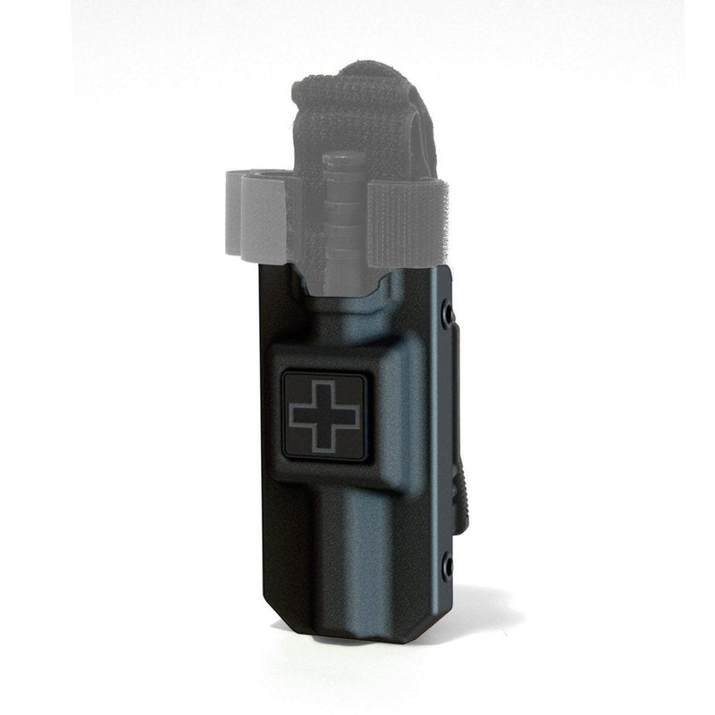 Eleven 10 Rigid TQ Tourniquet Case for C-A-T CAT Tourniquet, Black with Gray Cross, Belt (Tek) Attachment (Tourniquet Not Included) Black case Grey Cross