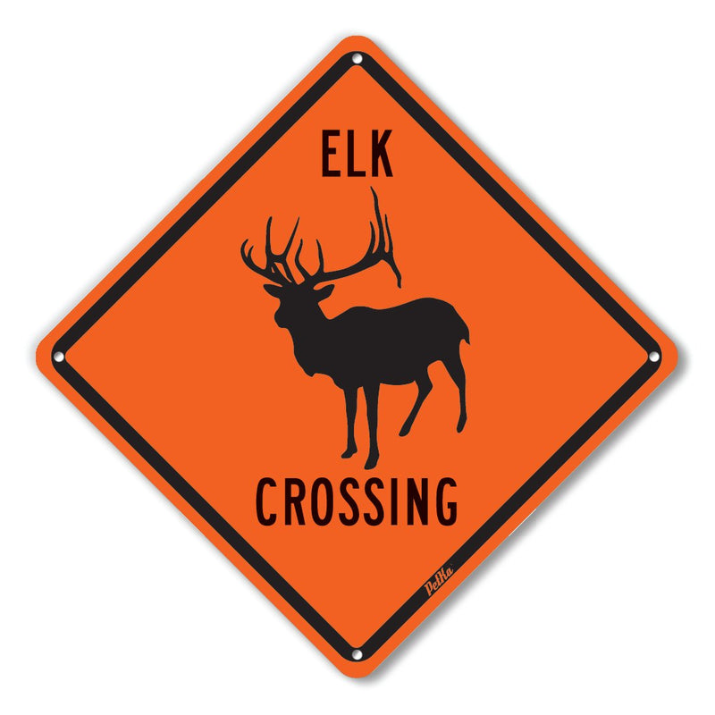 PetKa Signs and Graphics PKAC-0070-NA_10x10 "Elk Crossing" Aluminum Sign, 10" x 10", Black on Orange 10x10
